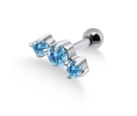 Aquamarine Triple Stones Helix Ear Piercing TIP-252s-AQ